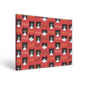 Холст прямоугольный с принтом Meow в Тюмени, 100% ПВХ |  | Тематика изображения на принте: cat | hipster | meow | style | кот | котики | кошка | хипстер | хипстеры
