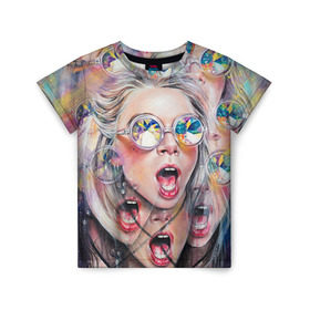 Детская футболка 3D с принтом Девушка в Тюмени, 100% гипоаллергенный полиэфир | прямой крой, круглый вырез горловины, длина до линии бедер, чуть спущенное плечо, ткань немного тянется | girl | hipster | style | девушка | искусство | очки | хипстер | хипстеры
