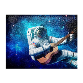 Обложка на студенческий билет с принтом Космонавт с гитарой в Тюмени, натуральная кожа | Размер: 11*8 см; Печать на всей внешней стороне | гитара