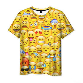Мужская футболка 3D с принтом Emoji в Тюмени, 100% полиэфир | прямой крой, круглый вырез горловины, длина до линии бедер | Тематика изображения на принте: emoji | смайлы | эмоджи