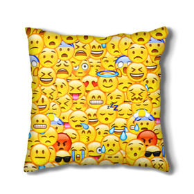 Подушка 3D с принтом Emoji в Тюмени, наволочка – 100% полиэстер, наполнитель – холлофайбер (легкий наполнитель, не вызывает аллергию). | состоит из подушки и наволочки. Наволочка на молнии, легко снимается для стирки | emoji | смайлы | эмоджи