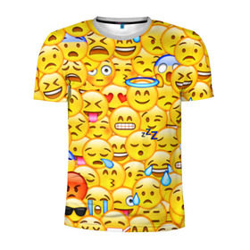 Мужская футболка 3D спортивная с принтом Emoji в Тюмени, 100% полиэстер с улучшенными характеристиками | приталенный силуэт, круглая горловина, широкие плечи, сужается к линии бедра | Тематика изображения на принте: emoji | смайлы | эмоджи
