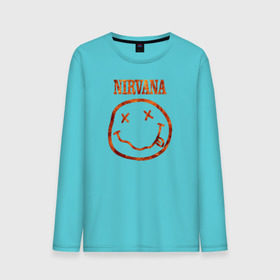 Мужской лонгслив хлопок с принтом Nirvana fire в Тюмени, 100% хлопок |  | cobain | kurt | nirvana | кобейн | курт | нирвана | рок