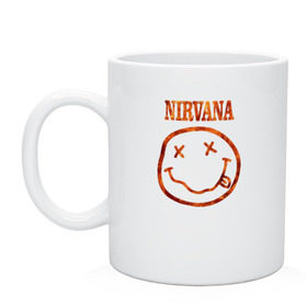 Кружка с принтом Nirvana fire в Тюмени, керамика | объем — 330 мл, диаметр — 80 мм. Принт наносится на бока кружки, можно сделать два разных изображения | cobain | kurt | nirvana | кобейн | курт | нирвана | рок
