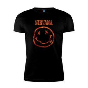 Мужская футболка премиум с принтом Nirvana fire в Тюмени, 92% хлопок, 8% лайкра | приталенный силуэт, круглый вырез ворота, длина до линии бедра, короткий рукав | Тематика изображения на принте: cobain | kurt | nirvana | кобейн | курт | нирвана | рок