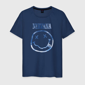 Мужская футболка хлопок с принтом Nirvana sky в Тюмени, 100% хлопок | прямой крой, круглый вырез горловины, длина до линии бедер, слегка спущенное плечо. | cobain | kurt | nirvana | кобейн | курт | нирвана