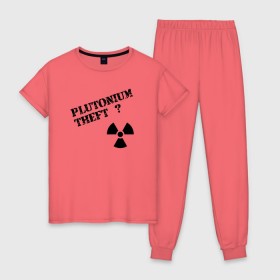 Женская пижама хлопок с принтом Вор плутония в Тюмени, 100% хлопок | брюки и футболка прямого кроя, без карманов, на брюках мягкая резинка на поясе и по низу штанин | 