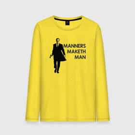 Мужской лонгслив хлопок с принтом Manners Maketh Man в Тюмени, 100% хлопок |  | manners maketh man kingsman кингсман