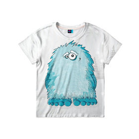 Детская футболка 3D с принтом Йети в Тюмени, 100% гипоаллергенный полиэфир | прямой крой, круглый вырез горловины, длина до линии бедер, чуть спущенное плечо, ткань немного тянется | yeti | ети | йети | монстр | монстрик | снежный человек | чудовище