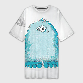 Платье-футболка 3D с принтом Йети в Тюмени,  |  | yeti | ети | йети | монстр | монстрик | снежный человек | чудовище