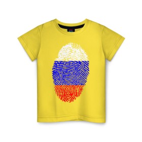 Детская футболка хлопок с принтом Отпечаток Россия в Тюмени, 100% хлопок | круглый вырез горловины, полуприлегающий силуэт, длина до линии бедер | лайк | отпечаток пальца | палец | россия | рука | триколор | флаг