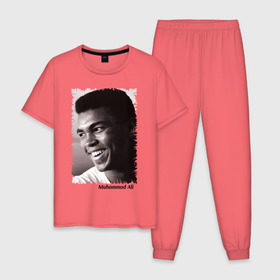 Мужская пижама хлопок с принтом Мухаммед Али (Muhammad Ali) в Тюмени, 100% хлопок | брюки и футболка прямого кроя, без карманов, на брюках мягкая резинка на поясе и по низу штанин
 | мухаммед али