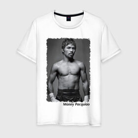Мужская футболка хлопок с принтом Мэнни Пакиао (Manny Pacquiao) в Тюмени, 100% хлопок | прямой крой, круглый вырез горловины, длина до линии бедер, слегка спущенное плечо. | manny pacquiao | бокс | мэнни пакиао | чемпион