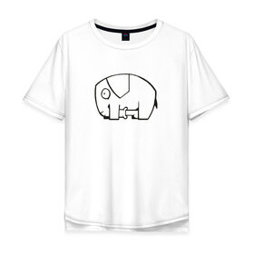 Мужская футболка хлопок Oversize с принтом самодостаточный слоник в Тюмени, 100% хлопок | свободный крой, круглый ворот, “спинка” длиннее передней части | Тематика изображения на принте: слон