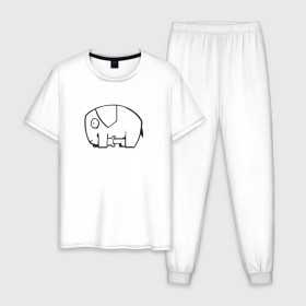 Мужская пижама хлопок с принтом самодостаточный слоник в Тюмени, 100% хлопок | брюки и футболка прямого кроя, без карманов, на брюках мягкая резинка на поясе и по низу штанин
 | слон