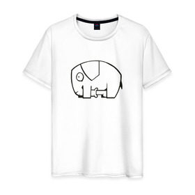 Мужская футболка хлопок с принтом самодостаточный слоник в Тюмени, 100% хлопок | прямой крой, круглый вырез горловины, длина до линии бедер, слегка спущенное плечо. | слон