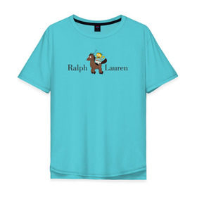 Мужская футболка хлопок Oversize с принтом Ralph Wiggum Lauren в Тюмени, 100% хлопок | свободный крой, круглый ворот, “спинка” длиннее передней части | 