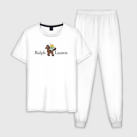 Мужская пижама хлопок с принтом Ralph Wiggum Lauren в Тюмени, 100% хлопок | брюки и футболка прямого кроя, без карманов, на брюках мягкая резинка на поясе и по низу штанин
 | 