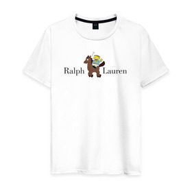 Мужская футболка хлопок с принтом Ralph Wiggum Lauren в Тюмени, 100% хлопок | прямой крой, круглый вырез горловины, длина до линии бедер, слегка спущенное плечо. | 