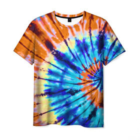 Мужская футболка 3D с принтом Tie dye в Тюмени, 100% полиэфир | прямой крой, круглый вырез горловины, длина до линии бедер | tie dye