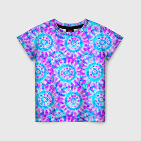 Детская футболка 3D с принтом Tie dye в Тюмени, 100% гипоаллергенный полиэфир | прямой крой, круглый вырез горловины, длина до линии бедер, чуть спущенное плечо, ткань немного тянется | tie dye