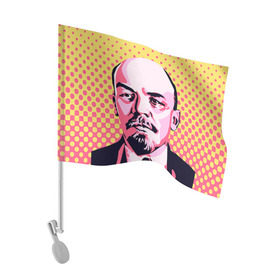 Флаг для автомобиля с принтом Поп-арт. Ленин в Тюмени, 100% полиэстер | Размер: 30*21 см | lenin | ильич | ленин | поп арт | ретро | ссср | товарищ