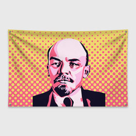 Флаг-баннер с принтом Поп-арт Ленин в Тюмени, 100% полиэстер | размер 67 х 109 см, плотность ткани — 95 г/м2; по краям флага есть четыре люверса для крепления | lenin | ильич | ленин | поп арт | ретро | ссср | товарищ