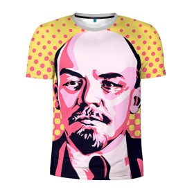 Мужская футболка 3D спортивная с принтом Поп-арт. Ленин в Тюмени, 100% полиэстер с улучшенными характеристиками | приталенный силуэт, круглая горловина, широкие плечи, сужается к линии бедра | lenin | ильич | ленин | поп арт | ретро | ссср | товарищ