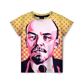 Детская футболка 3D с принтом Поп-арт. Ленин в Тюмени, 100% гипоаллергенный полиэфир | прямой крой, круглый вырез горловины, длина до линии бедер, чуть спущенное плечо, ткань немного тянется | lenin | ильич | ленин | поп арт | ретро | ссср | товарищ
