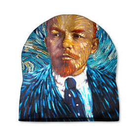 Шапка 3D с принтом Ленин по мотивам Ван Гога в Тюмени, 100% полиэстер | универсальный размер, печать по всей поверхности изделия | lenin | ван гог | ильич | ленин | ретро | ссср | товарищ