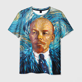 Мужская футболка 3D с принтом Ленин по мотивам Ван Гога в Тюмени, 100% полиэфир | прямой крой, круглый вырез горловины, длина до линии бедер | lenin | ван гог | ильич | ленин | ретро | ссср | товарищ
