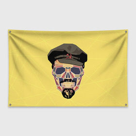 Флаг-баннер с принтом Полигональный череп Ленина в Тюмени, 100% полиэстер | размер 67 х 109 см, плотность ткани — 95 г/м2; по краям флага есть четыре люверса для крепления | lenin | ильич | ленин | полигональный череп | ретро | ссср | товарищ | череп