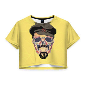 Женская футболка 3D укороченная с принтом Полигональный череп Ленина в Тюмени, 100% полиэстер | круглая горловина, длина футболки до линии талии, рукава с отворотами | lenin | ильич | ленин | полигональный череп | ретро | ссср | товарищ | череп