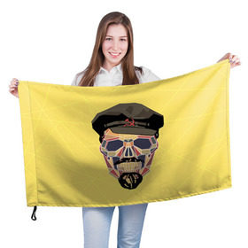 Флаг 3D с принтом Полигональный череп Ленина в Тюмени, 100% полиэстер | плотность ткани — 95 г/м2, размер — 67 х 109 см. Принт наносится с одной стороны | lenin | ильич | ленин | полигональный череп | ретро | ссср | товарищ | череп