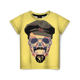 Детская футболка 3D с принтом Полигональный череп Ленина в Тюмени, 100% гипоаллергенный полиэфир | прямой крой, круглый вырез горловины, длина до линии бедер, чуть спущенное плечо, ткань немного тянется | lenin | ильич | ленин | полигональный череп | ретро | ссср | товарищ | череп