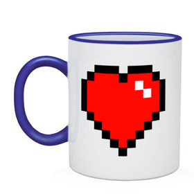 Кружка двухцветная с принтом Minecraft сердце в Тюмени, керамика | объем — 330 мл, диаметр — 80 мм. Цветная ручка и кайма сверху, в некоторых цветах — вся внутренняя часть | Тематика изображения на принте: minecraft | minecraft сердцесердце | игра | майнкрафт.