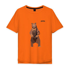 Мужская футболка хлопок Oversize с принтом Медведь Plan B №2 (чёрный) в Тюмени, 100% хлопок | свободный крой, круглый ворот, “спинка” длиннее передней части | planb | кальян | медведь | на макете изображен бурый медведь с кальяном | планб