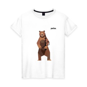 Женская футболка хлопок с принтом Медведь Plan B №2 (чёрный) в Тюмени, 100% хлопок | прямой крой, круглый вырез горловины, длина до линии бедер, слегка спущенное плечо | planb | кальян | медведь | на макете изображен бурый медведь с кальяном | планб