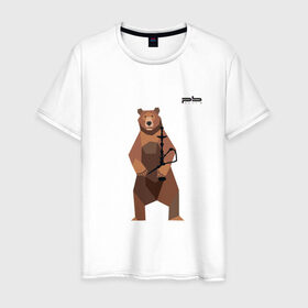 Мужская футболка хлопок с принтом Медведь Plan B №2 (чёрный) в Тюмени, 100% хлопок | прямой крой, круглый вырез горловины, длина до линии бедер, слегка спущенное плечо. | planb | кальян | медведь | на макете изображен бурый медведь с кальяном | планб