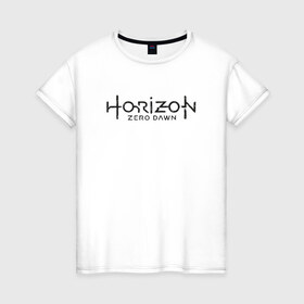 Женская футболка хлопок с принтом Horizon Zero Dawn в Тюмени, 100% хлопок | прямой крой, круглый вырез горловины, длина до линии бедер, слегка спущенное плечо | 