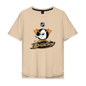 Мужская футболка хлопок Oversize с принтом Anaheim Ducks (Black) в Тюмени, 100% хлопок | свободный крой, круглый ворот, “спинка” длиннее передней части | anaheim ducks | nhl | спорт | хоккей