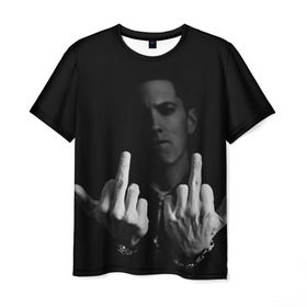 Мужская футболка 3D с принтом Eminem в Тюмени, 100% полиэфир | прямой крой, круглый вырез горловины, длина до линии бедер | Тематика изображения на принте: eminem | music | rap | музыка | реп | эминем