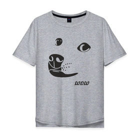 Мужская футболка хлопок Oversize с принтом doge wow в Тюмени, 100% хлопок | свободный крой, круглый ворот, “спинка” длиннее передней части | doge wow собака воу вау дог