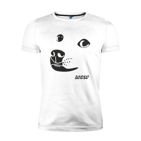 Мужская футболка премиум с принтом doge wow в Тюмени, 92% хлопок, 8% лайкра | приталенный силуэт, круглый вырез ворота, длина до линии бедра, короткий рукав | doge wow собака воу вау дог