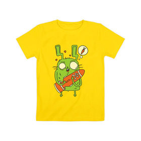 Детская футболка хлопок с принтом Атомная морковь в Тюмени, 100% хлопок | круглый вырез горловины, полуприлегающий силуэт, длина до линии бедер | Тематика изображения на принте: зомби