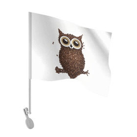 Флаг для автомобиля с принтом Сова из кофе в Тюмени, 100% полиэстер | Размер: 30*21 см | 