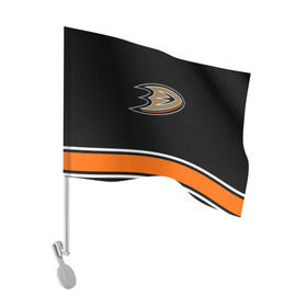 Флаг для автомобиля с принтом Anaheim Ducks Selanne в Тюмени, 100% полиэстер | Размер: 30*21 см | anaheim ducks selanne | nhl | спорт | хоккей