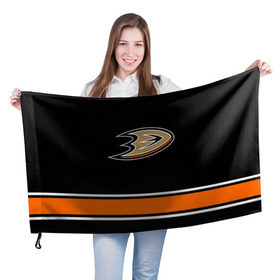 Флаг 3D с принтом Anaheim Ducks Selanne в Тюмени, 100% полиэстер | плотность ткани — 95 г/м2, размер — 67 х 109 см. Принт наносится с одной стороны | anaheim ducks selanne | nhl | спорт | хоккей