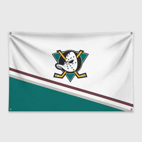 Флаг-баннер с принтом Anaheim Ducks Selanne в Тюмени, 100% полиэстер | размер 67 х 109 см, плотность ткани — 95 г/м2; по краям флага есть четыре люверса для крепления | anaheim ducks selanne | nhl | спорт | хоккей