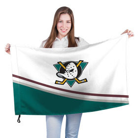 Флаг 3D с принтом Anaheim Ducks Selanne в Тюмени, 100% полиэстер | плотность ткани — 95 г/м2, размер — 67 х 109 см. Принт наносится с одной стороны | anaheim ducks selanne | nhl | спорт | хоккей